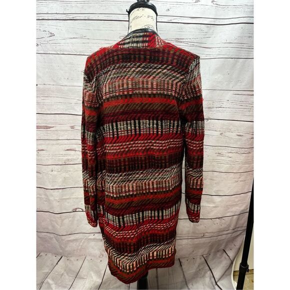 Rafaella medium red/brown/black cardigan with black trim (#1849) - Picture 2 of 5